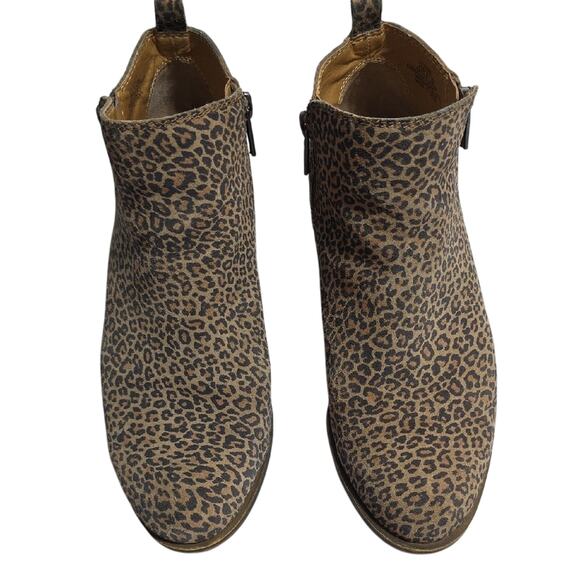 Lucky Brand Basel Womens Sz 7 Leather Animal Print 2 Zippers Ankle Booties - Picture 4 of 11